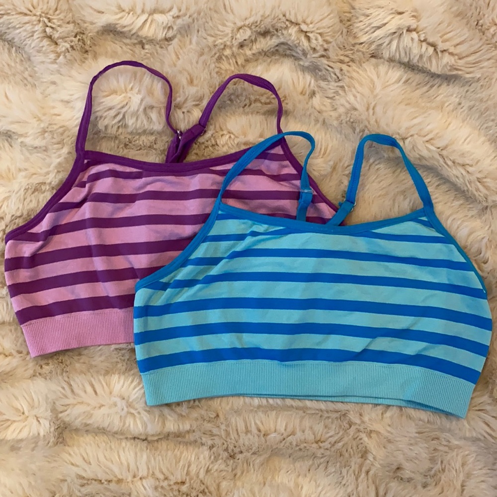 Kids Small 2 Pack Striped Sports Bras
